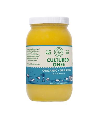 Pure Indian Foods Organic Grass-Fed Cultured Ghee 15 oz | Healthy Cooking Fat - Buy Online on GoSupps.com
