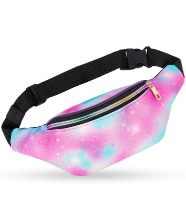 Unicorn castle 12cmx32cm fomel pocket for women belly pocket glitter sports bag girl belt bag hip pocket for ride cycling camping sport blue purple