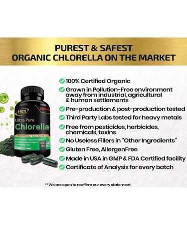 Organic Chlorella Capsules 3000mg - Detox Cleanse & Vegan Protein - USA Made - Buy Online on GoSupps.com