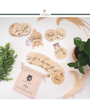 Buy Milestone Cards Baby Set - Wooden Cards with Mini Easel & Fabric Bag | 36 Memorable Milestones - Perfect Gift for New Moms & Baby Showers - Buy Online on GoSupps.com