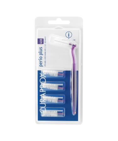Curaprox interdental brushcs 408 perio plus set made of 5 brushes violet 2 mm diameter 8 mm effectiveness with holder UHS 451 tooth cleaner for prophylaxis in periodontitis