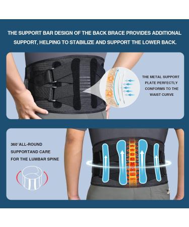 Back Brace for Lower Back Pain - 4 Metal Supports Elastic Bands Breathable Relief for Herniated Disc Sciatica Scoliosis (XXL) - Global Shipping - Buy Online on GoSupps.com