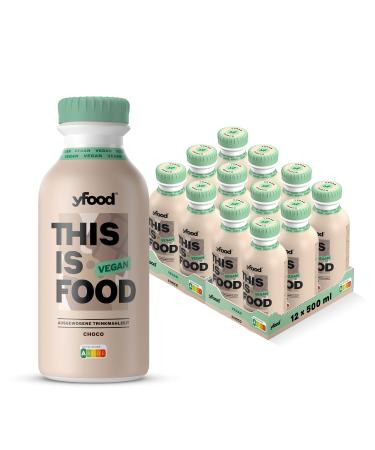 yfood Vegan Choco | ready-to-drink meal | THIS IS FOOD | meal replacement | 34g protein, 26 vitamins and minerals (12 x 500ml)