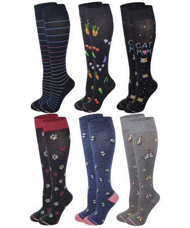 Dr. Motion Women 6 pairs pack everyday compression knee high socks Assorted -a
