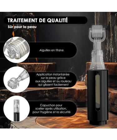 HAMINOS Derma roller 0.5mm with reservoir Micro needle roller for Hair Beard Skin and Lips Professional micro needles 140 titanium needles (Derma roller black 0.5mm) - Buy Online on GoSupps.com