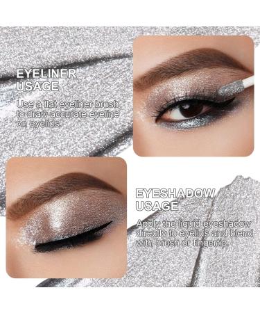 Oulac Liquid Glitter Eyeshadow Silver - Shimmer Eyeliner with Fine Sparkle | Vegan & Cruelty-Free | Crease-Free Sparkly Eye Makeup (5.4g) - Buy Online on GoSupps.com