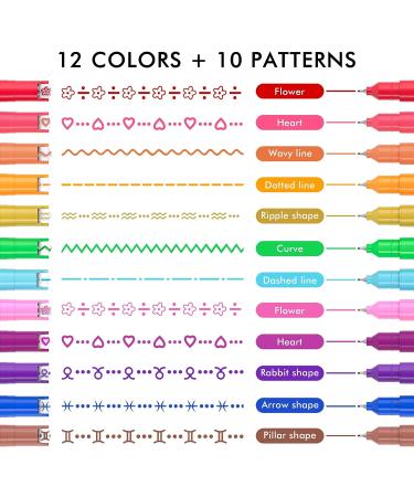 AOROKI 12 Colored Curve Highlighter Pen Set - Dual Tip Markers for Journaling & Drawing - 10 Shapes - Office & School Supplies for Kids & Adults - Buy Online on GoSupps.com