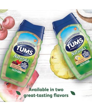 TUMS Naturals Ultra Strength Antacid Chews - Black Cherry & Watermelon Flavor | 190 Count - Buy Online on GoSupps.com