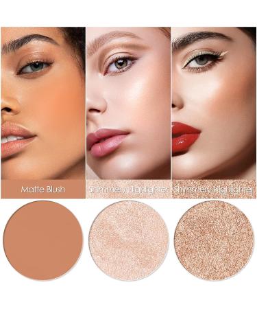 FOCALLURE 3-in-1 Blush and Highlighter Palette - Cruelty-Free Matte Blush and Shimmer Illuminator for Glowing Look #02 - Buy Online on GoSupps.com