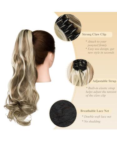 50cm Curly Claw Clip Ponytail Extensions - Ashblond & Bleached Blonde Synthetic Hair for Women | Long Wavy Braid Hair Extensions - Buy Online on GoSupps.com