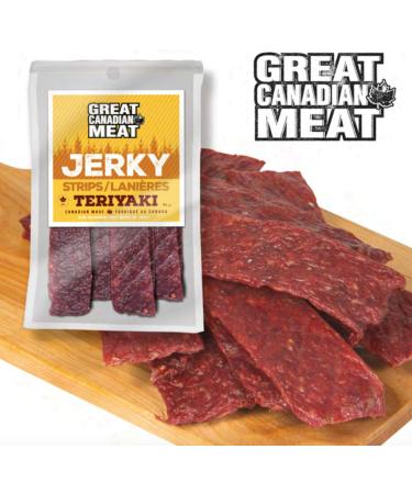 Box of Teriyaki Beef Jerky Strips 6 x 100g Bag Bundle by Great Canadian Meat Meat Snacks Bulk Beef Jerky Box for Carnivores. Perfect for Snacking Gluten Free High in Protein Low in Fat Paleo - Buy Online on GoSupps.com