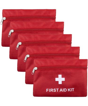 AUEAR 5 Pack First Aid Kit Empty Pouch Bag Red Medical Emergency Storage Bag for Outdoors Travel Car