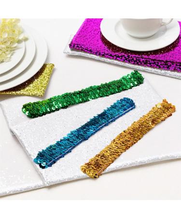 Sequin Headband 8 Pieces Elastic Sparkly Headband Adjustable Size Disco Headband Bling Sport Head Band Glitter Headband for Women (8 Color) - Buy Online on GoSupps.com