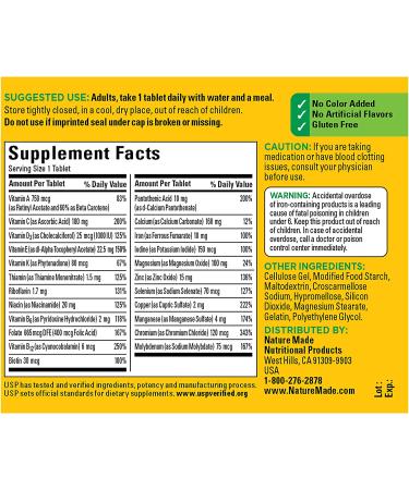 Nature Made Multivitamin with Iron for Women and Men - 130 Tablets, Daily Nutritional Support - Buy Online on GoSupps.com