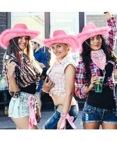 Tarpop 12 Piece Pink Cowboy Hats Set with Paisley Bandanas - Western Cowgirl Party Costume Accessories - Buy Online on GoSupps.com