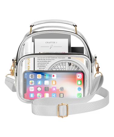 MoKo Clear Bag Stadium Approved for Women, Large Capicity Crossbody Bag with 2 Pockets and Zipper Silver