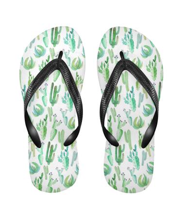 Mnsruu Tropical Cactus Plants Flip Flops Green Size M Large Multicolor