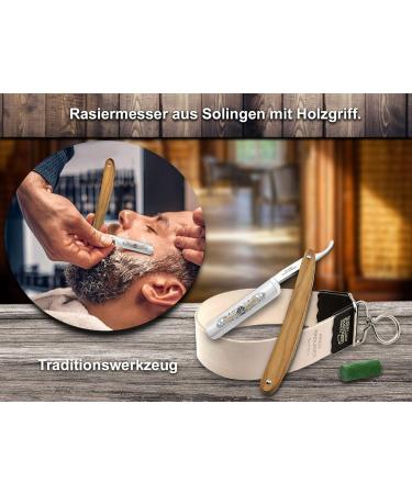 Professional German Razor Set | Solingen Beard Knife & Trimming Kit in Pine & Olive Wood - Premium Men's Grooming - Buy Online on GoSupps.com