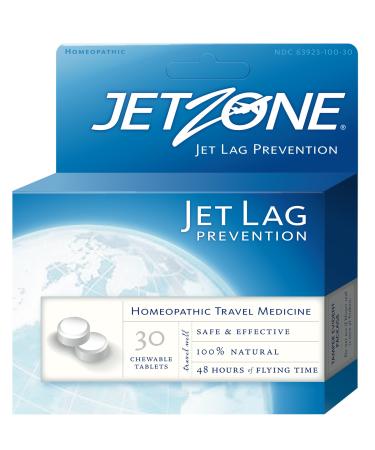 JetZone Jet Lag Prevention - Natural Homeopathic OTC Travel and Jet Lag Remedy - 30 Chewable Tablets - Jet Lag Remedy - 48 Hours Flying Time - Pleasant Taste - All Natural - Effective - Easy To Use
