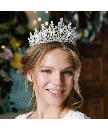AW BRIDAL Rhinestone Princess Tiara for Wedding - Crystal Flower Crown for Brides - Silver - Buy Online on GoSupps.com