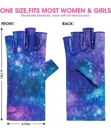 Krofaue UV Shield Fingerless Gloves for Nail Art & Manicures - Starry Sky Design - Buy Online on GoSupps.com
