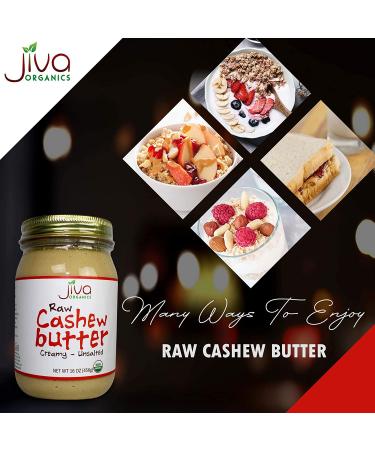 Jiva Organics Raw Cashew Butter Creamy - Unsalted 16 oz | Healthy Vegan Spread - Buy Online on GoSupps.com