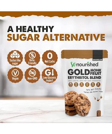 Monk Fruit Erythritol Sweetener 1lb - Brown Sugar Alternative for Low Carb Dieters & Diabetics - Non-GMO, No Calorie Substitute - Buy Online on GoSupps.com