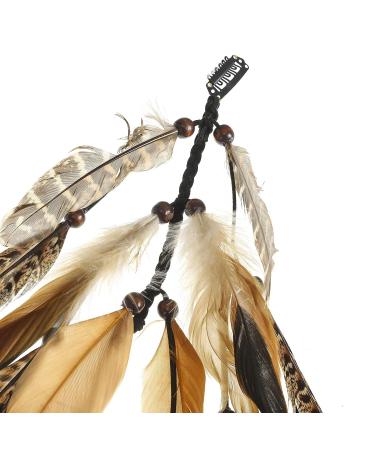 Hippie Feather Hair Extension Clip - Bohemian Headband for Women Festival Headdress (Brown + Pheasant Feather) - Buy Online on GoSupps.com