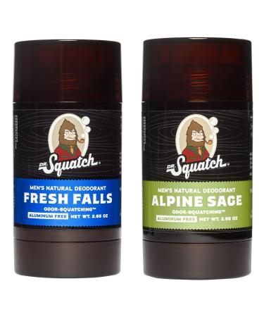 Dr. Squatch Dr. Squatch Men's Natural 2-Pack Aluminum-Free Deodorants Alpine Sage + Fresh Falls 78.4 ml