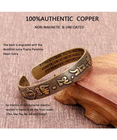 Hand Forged 100% Copper Tibetan Bracelet - Engraved Scriptures Adjustable Cuff Bangle | Perfect Gift for Men & Women - Buy Online on GoSupps.com