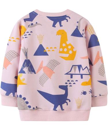 Girls Cotton Dinosaur Sweatshirt | Long Sleeve Pullover for Kids 2-3 Years | Toddler Casual Jumper T-Shirt | Age 1-12 Years - Buy Online on GoSupps.com