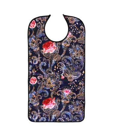 AIEX Adult Bibs Waterproof Floral Print Bibs for Eating Washable and Reusable Clothing Protectors Floral 01