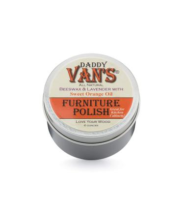 Daddy Van's All Natural Lavender & Sweet Orange Oil Beeswax Furniture Polish Chemical-Free Wood Wax Conditioner. No Petroleum Distillates - One Tin
