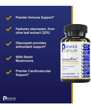 Premier Research Labs ImmunoVen - Immune Support & Heart Health Capsules | Olive Leaf Extract | 90 Vegetarian Pills for Men & Women - International Shipping Available - Buy Online on GoSupps.com