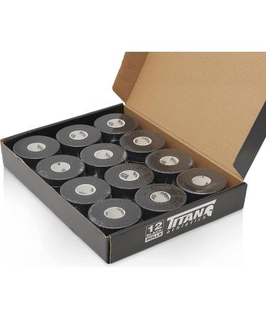 Titan Athletics 12 Pack - Premium Black Athletic Tape 1 1/2 Inch x 45 Feet - 100% Cotton with Zinc Oxide - Easy Tear Zig Zag Design - Buy Online on GoSupps.com