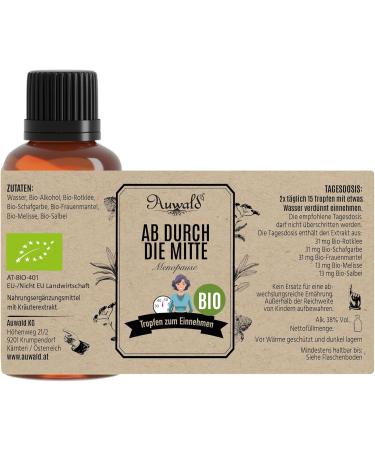  Auwald Straight Through the Middle Drops ORGANIC - Red Clover Yarrow Lady's Mantle Lemon Balm Sage - Extract Essence & Dye - Made in Austria - 100 ml - Buy Online on GoSupps.com