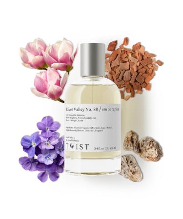 Twist River Valley No. 88 - Eau De Parfum Inspired by Byrdo Mojave Ghost Long-Lasting Perfume For Women & Men Paraben Free Vegan Clean Ingredients Unisex Fragrance - 100 ml | 3.4 fl. oz. River Valley No. 88 - inspired by B. Mojave Ghost 3.4 Fl Oz (Pack of