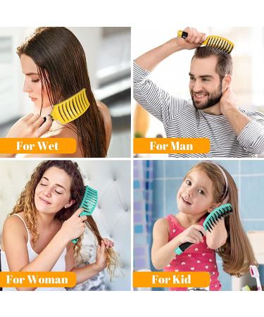 HIPPIH Detangling Brush 2 Pack - Boar Bristle Hair Brush for Women, Men & Kids - Ideal for Wet or Dry Hair - Adds Shine and Smoothness - Green - Buy Online on GoSupps.com