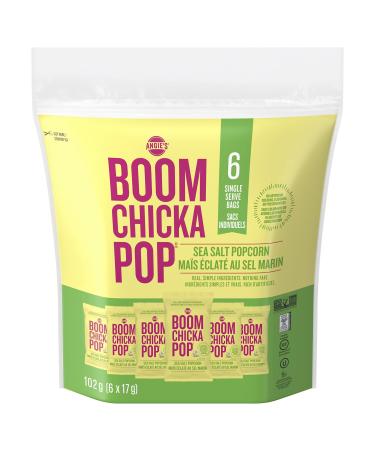 Angie s BOOMCHICKAPOP Ready-to-Eat Popcorn - Sea Salt Multipack (102g (6 * 17g) 1 Count) Sea-Salt 102 g (Pack of 1)