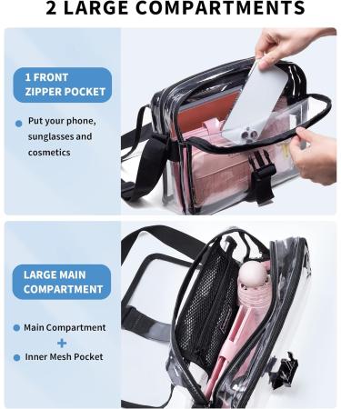Vorspack Clear Stadium Approved Crossbody Bag with Inner Pocket - Black - Buy Online on GoSupps.com