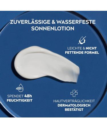 Nivea Sun Protection & Care Sun Milk LSF 50+ - 250ml Sunscreen for 48h Moisture Vitamin E Immediate UVA/UVB Protection | Shop Internationally - Buy Online on GoSupps.com