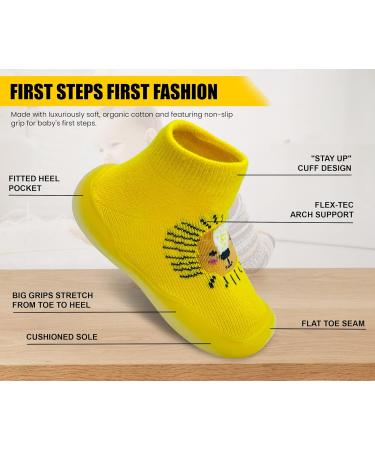 Dookeh Baby Shoes Soft Sole Sneakers | Boys Girls First Walking Shoes | Toddler Infant Sock Shoes 6-9 Months | Yellow - Buy Online on GoSupps.com