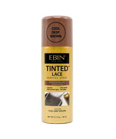 EBIN NEW YORK Tinted Lace Aerosol Spray - Cool Deep Brown 2.7oz/ 80ml  Quick dry  Water Resistant  No Residue  Water Resistant  Even Spray  Matching Skin Tone  Natural Look 2.7 Fl Oz (Pack of 1) Cool Deep Brown