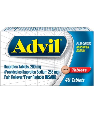 Advil Film Coated Tablets Pain Reliever and Fever Reducer Ibuprofen 200mg 40 Count Fast-Acting Formula for Headache Relief Toothache Pain Relief and Arthritis Pain Relief Tablets 40 Count (Pack of 1)