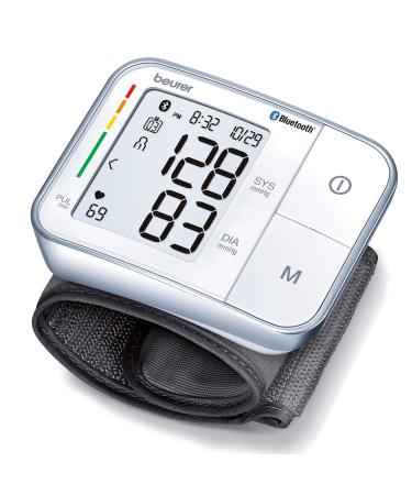 Beurer BC57 Wrist Blood Pressure Monitor  Automatic Wrist Blood Pressure Cuff - Bluetooth  120 Memory Spaces with Irregular Heart Rate Detection, Large Display, Resting Indicator, Storage Case