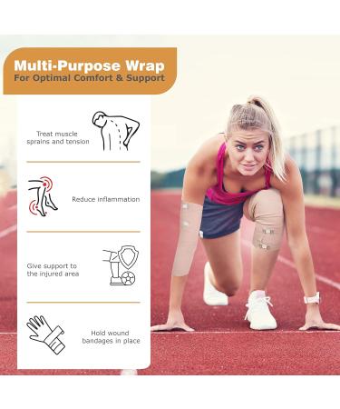 D&H Medical Elastic Bandage Wrap - 4 Pack Premium Compression Rolls (4" x 5' 3" x 5') for Wrist Calf Ankle & Foot - Includes Extra Clips - Buy Online on GoSupps.com