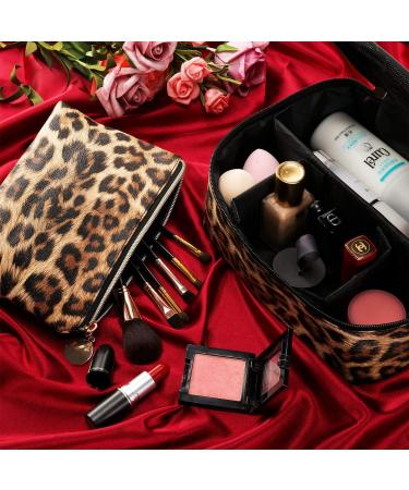 2 Pack Leopard Print Makeup Bags - Portable Toiletry Pouch for Women & Girls | Perfect Travel Cosmetic Bag - Buy Online on GoSupps.com