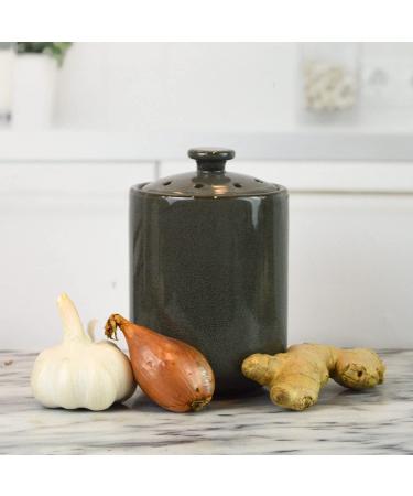Stoneware Garlic Keeper Canister - Boston Warehouse Grey Reactive Glaze | Shop Now - Buy Online on GoSupps.com