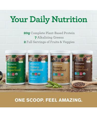 Buy Amazing Grass Protein Superfood Chocolate Peanut Butter 15.1 oz - Nutrient-Dense Protein Blend - Buy Online on GoSupps.com