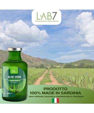  Lab7 LAB7 Pure Aloe Vera Juice from Sardinia - 500ml - Glass Bottle - Unfiltered Unpasteurized 1 item - Buy Online on GoSupps.com
